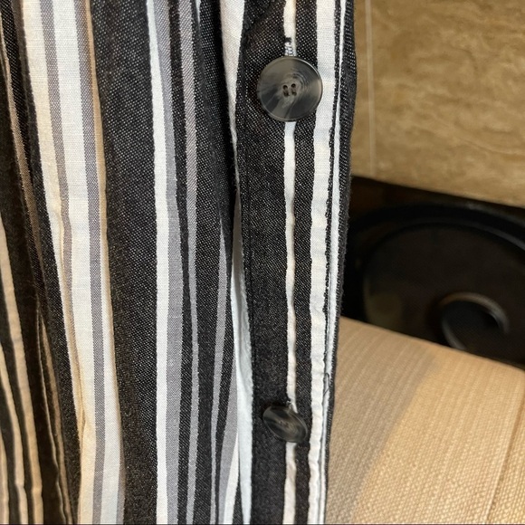 Madewell Striped Side-Button Maxi Dress Black/Gray/White Size 2 - Picture 7 of 9